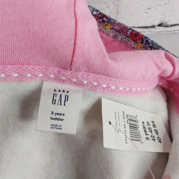 'GAP' FLORAL FLEECE LOGO HOODIE FULL~ZIP JACKET - Picture 6 of 16